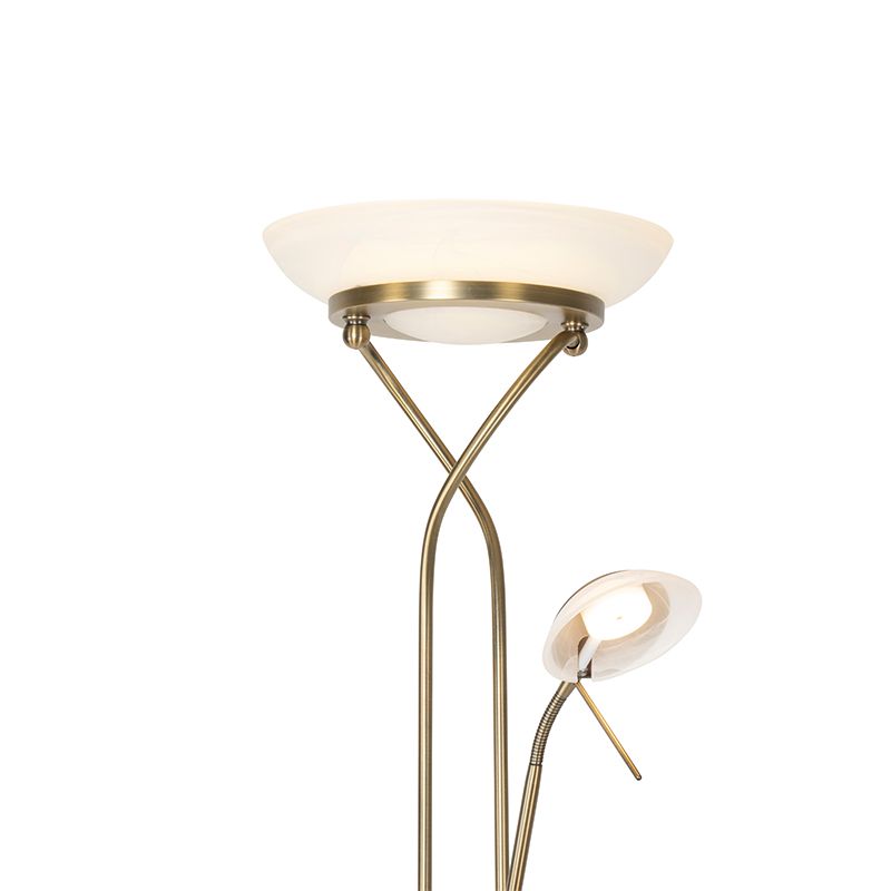 Vloerlamp brons incl. LED en dimmer met leeslamp - Empoli