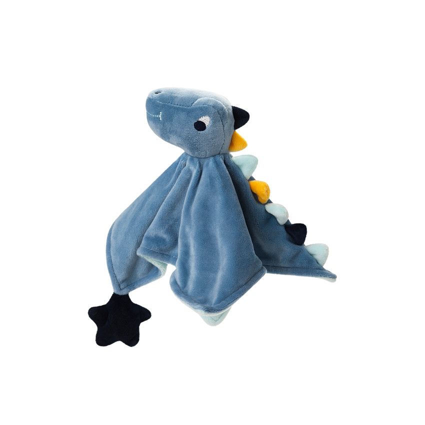 Doudou plat dinosaure - Bleu moyen