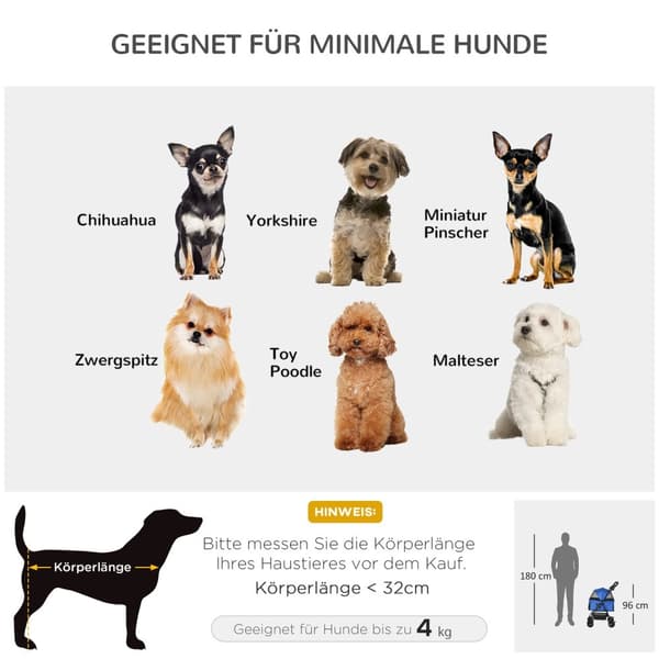 Hundevogn Hundevogn Med Sammenleggbar Funksjon Kjæledyrvogn For Små Hunder Og Katter Kjæledyrvogn Kattevogn Oxford Blå 67 X 45 X 96 Cm