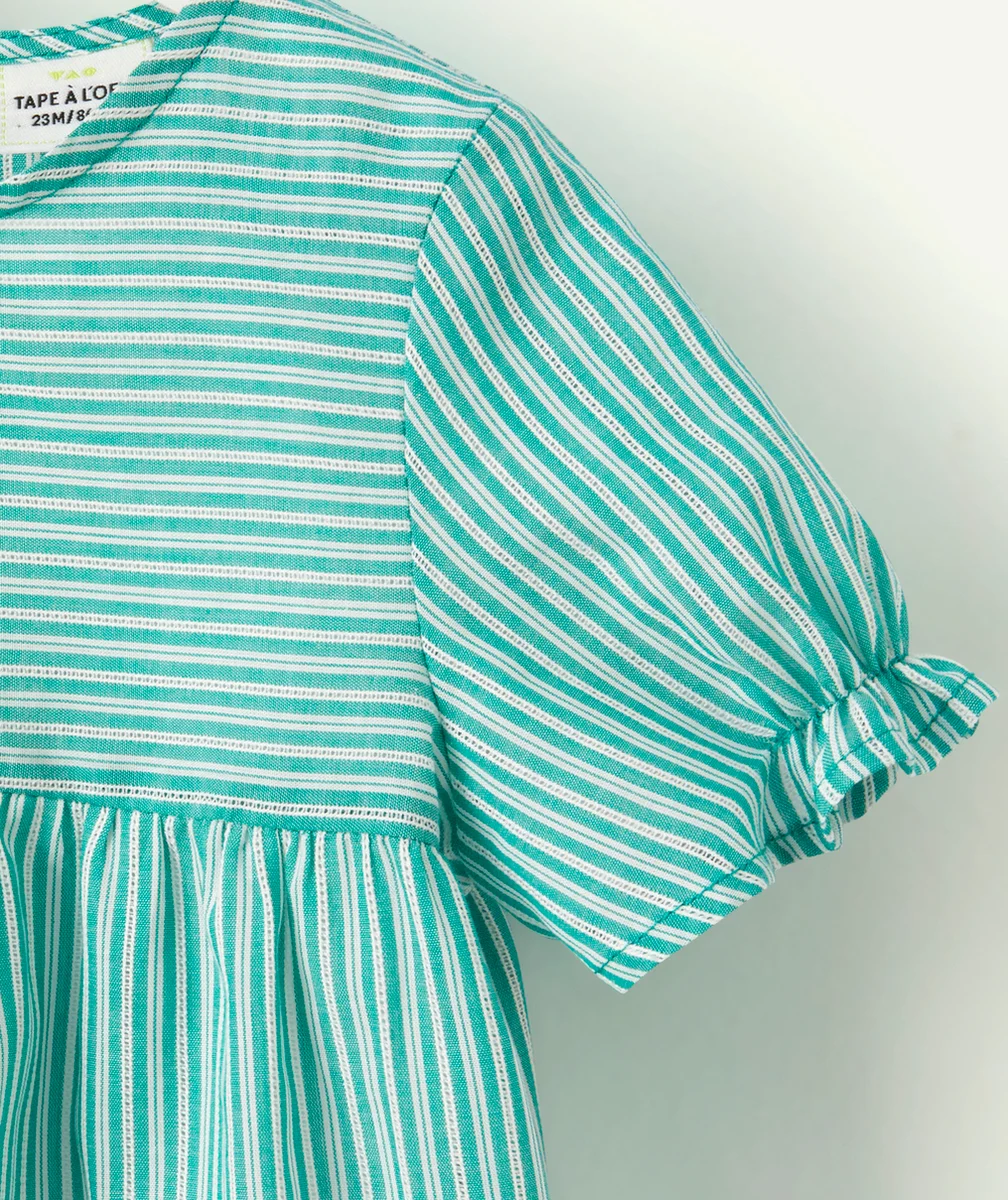 BLOUSE BÉBÉ FILLE EN COTON VERTE AVEC RAYURES