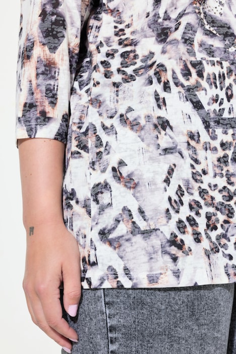T-Shirt, Classic Fit, Leo mit Glitzersteinchen