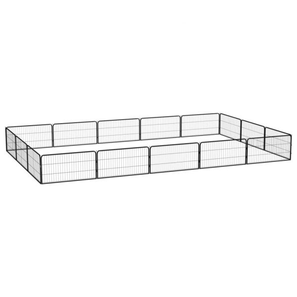Parque Cães com 16 Painéis 100x50 cm Aço Revestido a Pó Preto - 3115969 - 3115969