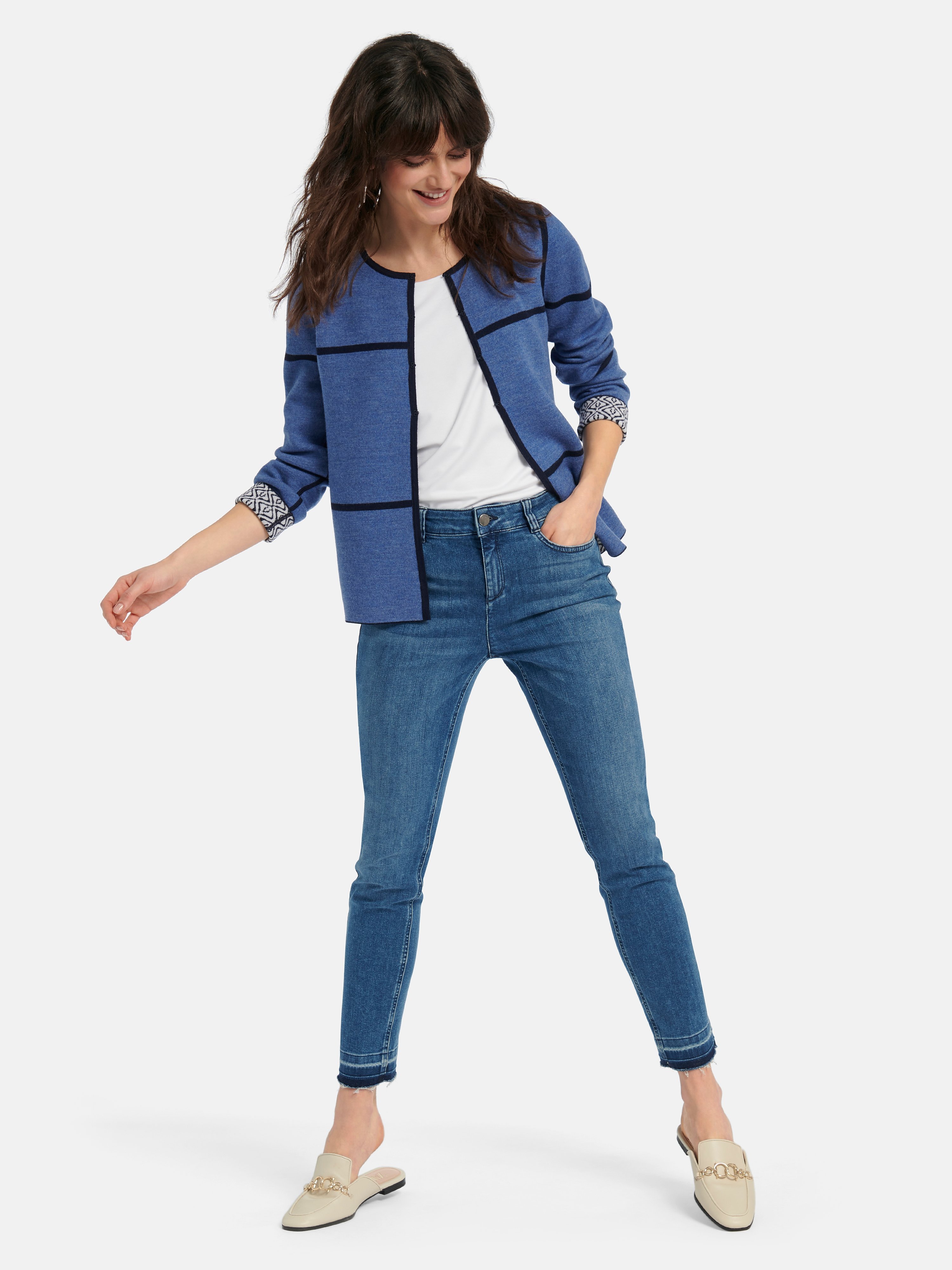 Wende-Strickjacke mit Rundhals-Ausschnitt