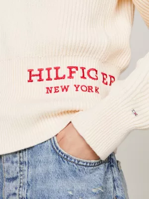 Suéter Hilfiger Monotype com costura em ponto cardigã