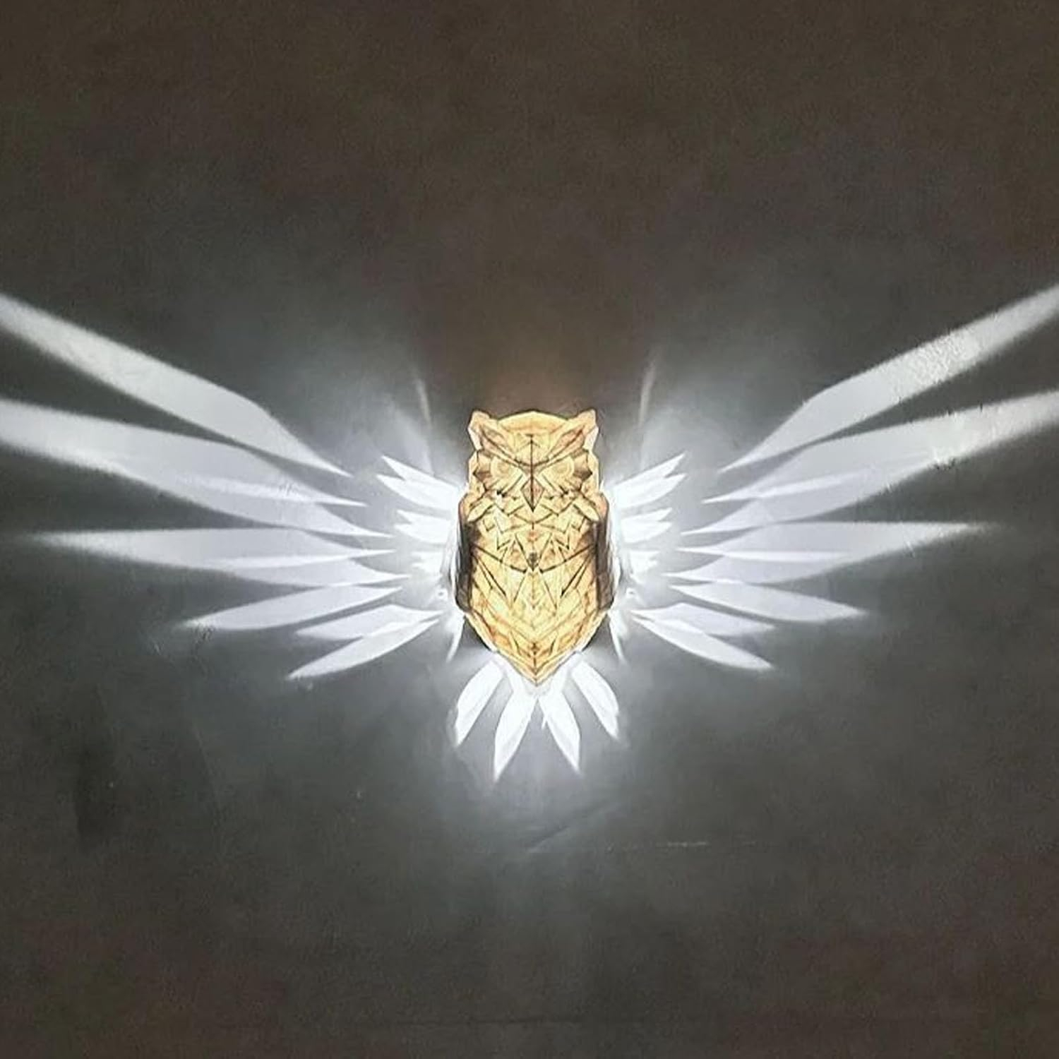 (20x12cm) 12 LED's 3D Eule Wandleuchte Home Deko Wand Lampe für Wohnzimmer / Flur (Batteriebetrieben) - Kaltweiss