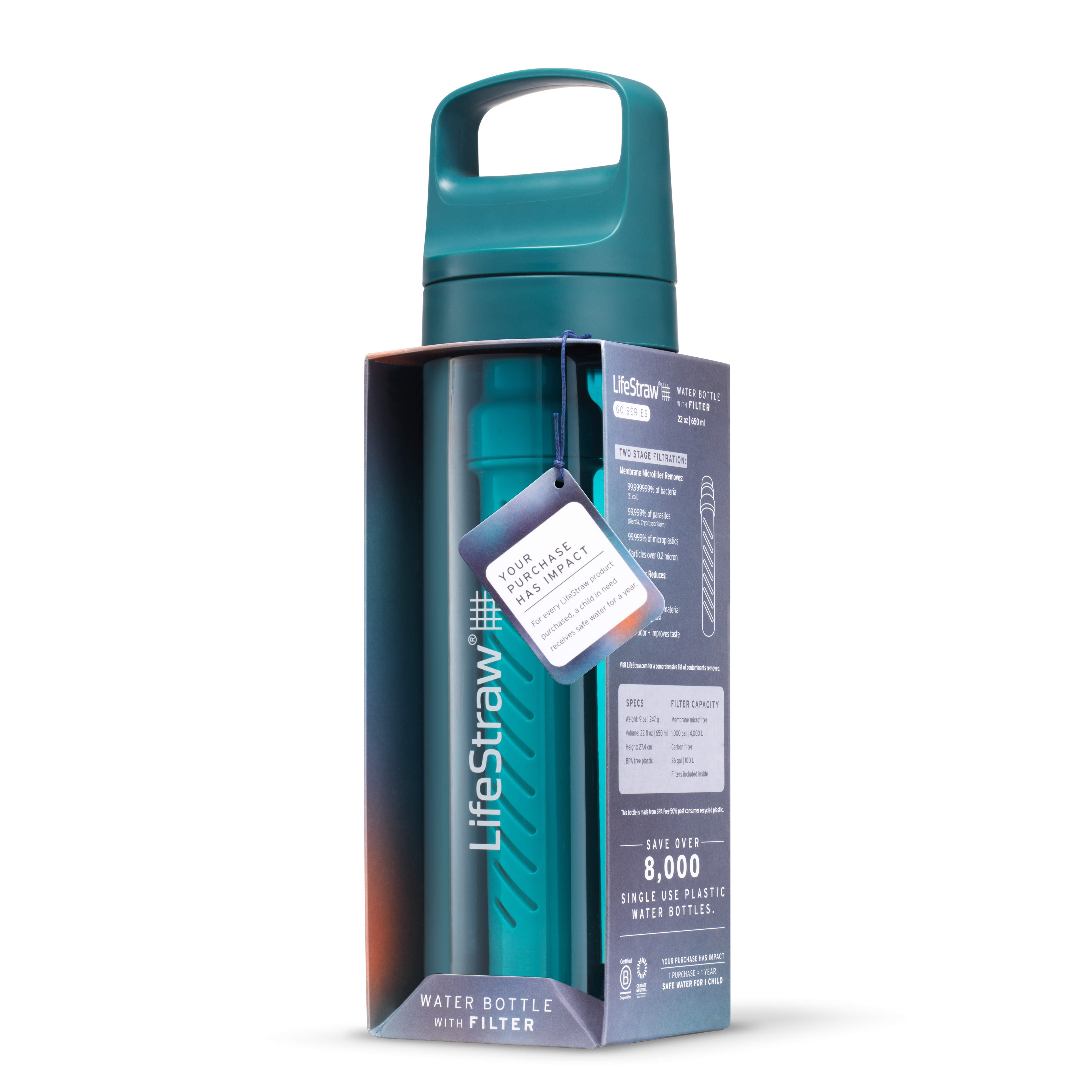 Go Water Filter Bottle 650 ml