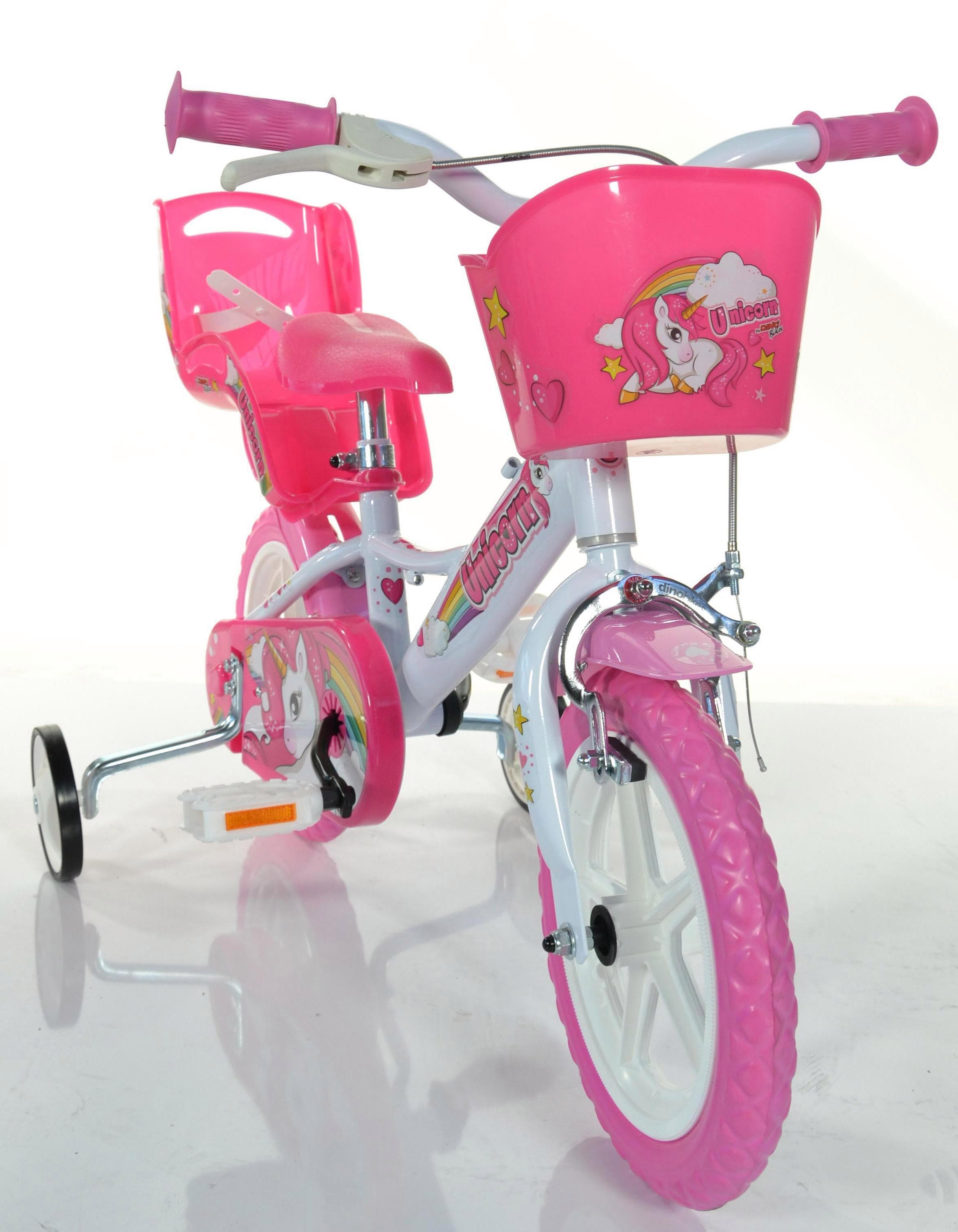 Dino Kinderfahrrad »Unicorn Einhorn 12 Zoll« 1 Gang mit Stützrädern, Korb und Puppensitz