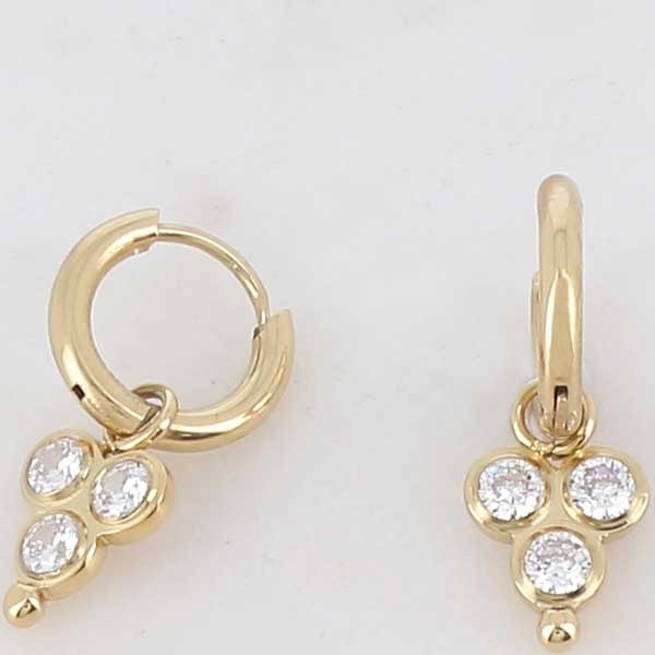 Boucles d'oreilles - Acier inoxydable doré & zirconium