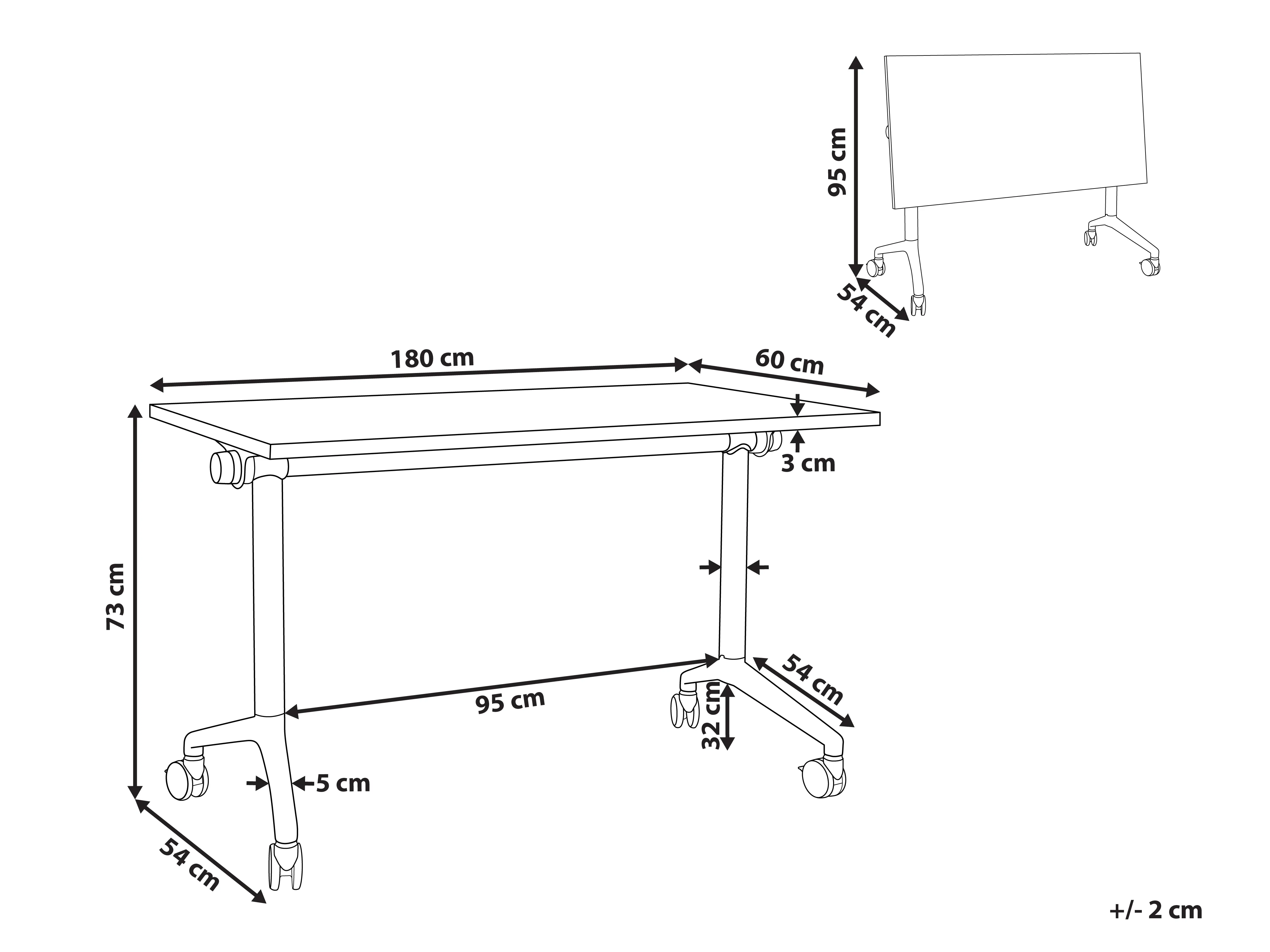 Inklapbaar bureau CAVI Lichtbruin 180 cm 60 cm met wielen