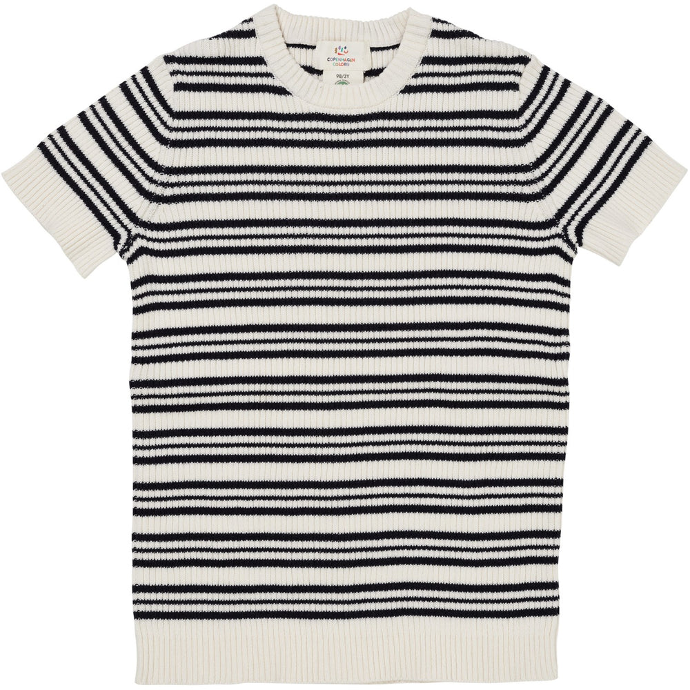 Køb COPENHAGEN COLORS Navy Stripe Strikket Rib T-shirt