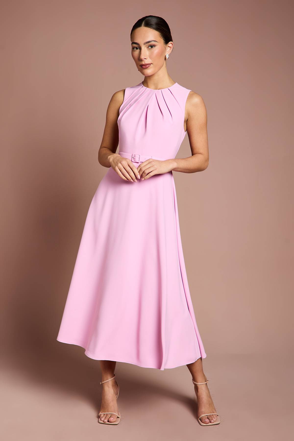 Coast Robe à Ourlet Mouchoir avec Encolure Plissée et Ceinture