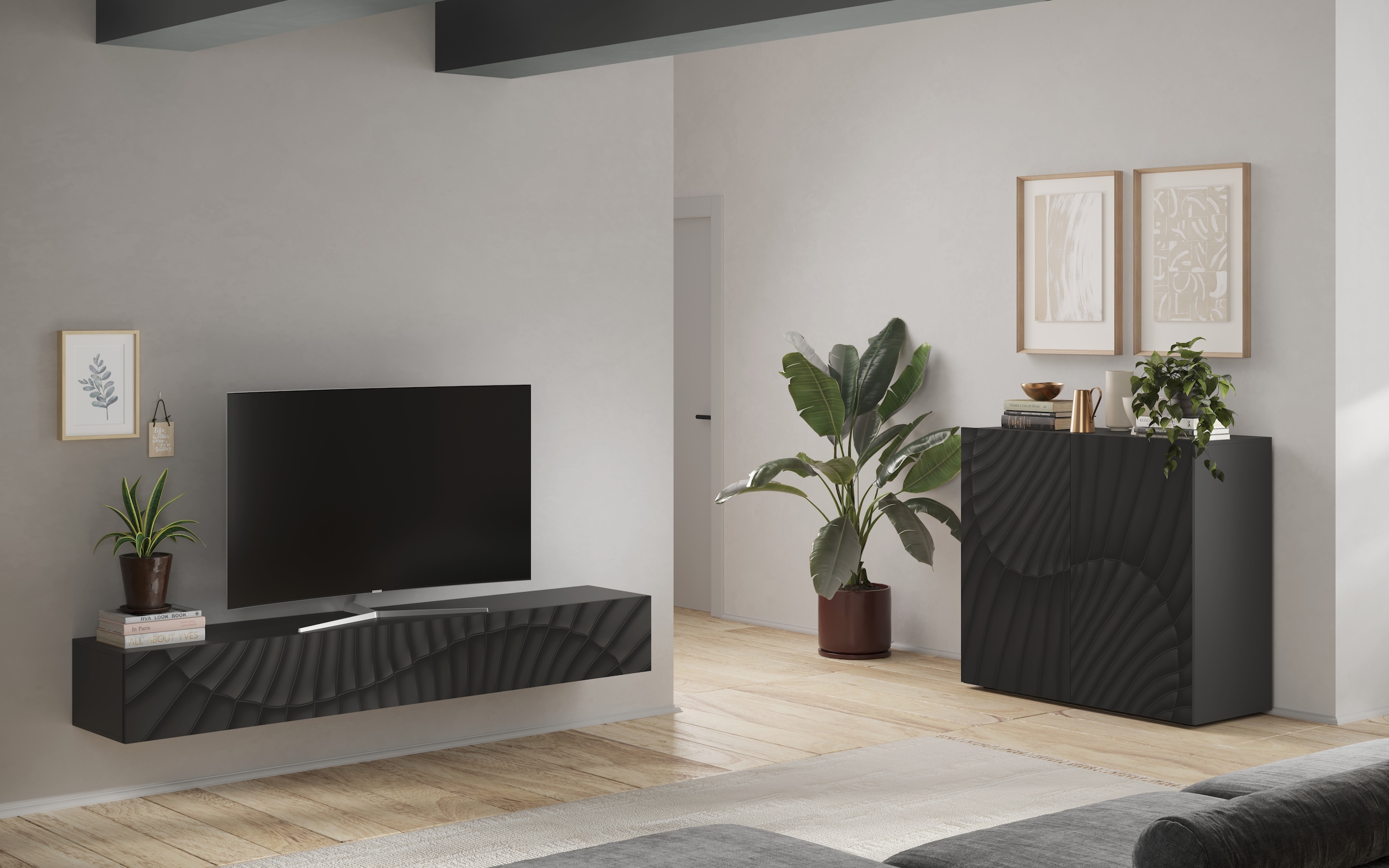 INOSIGN Highboard »Snake, Kommode, Anrichte, Stauraummöbel, Höhe 123 cm, Breite 121 cm« moderne Wohnmöbel, 2 Türen, viel Stauraum, stilvoll und funktional