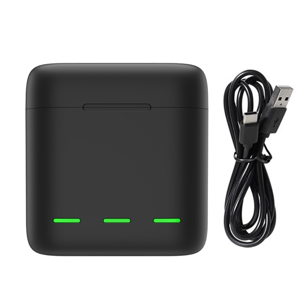 GoPro Hero 10 Black / 9 Black 3-fach USB Akku Box Ladegerät - Schwarz