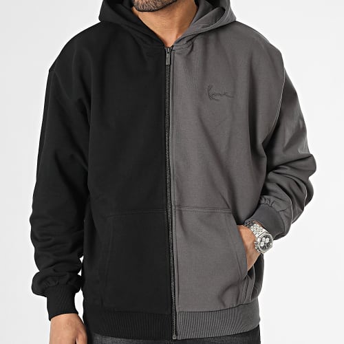 Sweat Zippé Capuche Chest Signature Split 6021392 Noir Gris