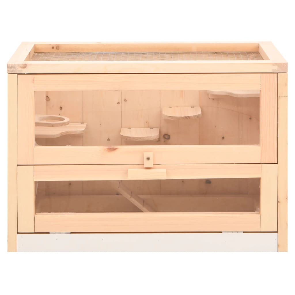 Gaiola para hamster vidaXL em madeira maciça de abeto, 60x35,5x42 cm