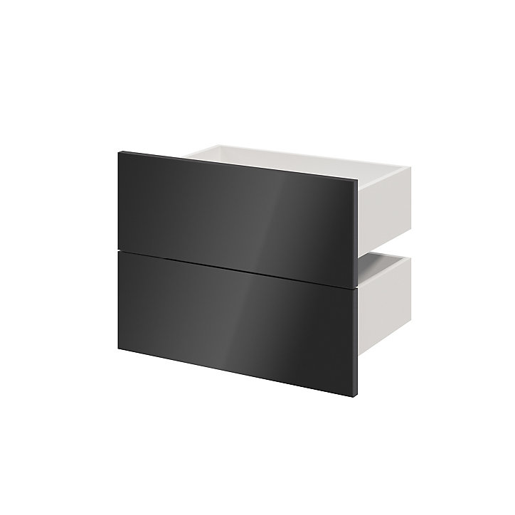 Lot de 2 tiroirs anthracite brillant GoodHome Atomia H. 18,5 x L. 49,7 x P. 30 cm