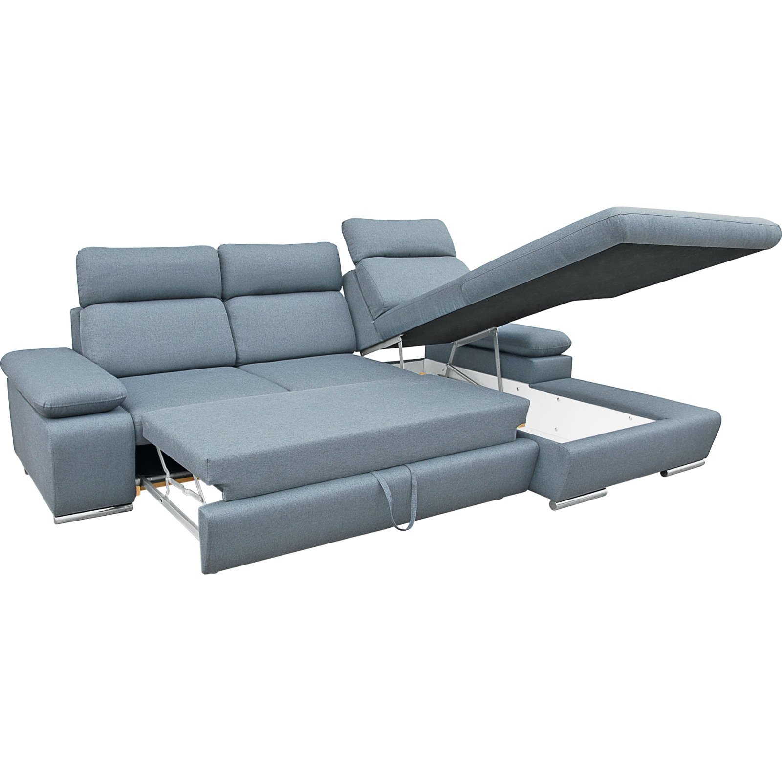 Ecksofa Orlando Stoff, Recamière rechts Stoff Twist 18 silver