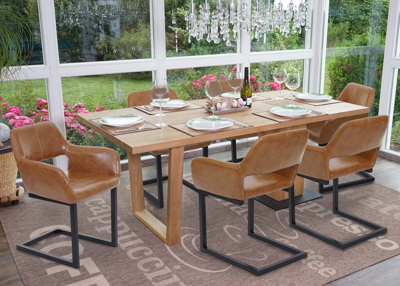 6er-Set Esszimmerstuhl MCW-A50 II, Freischwinger Stuhl Küchenstuhl, Retro 50er Jahre Design ~ Kunstleder, Wildlederimitat