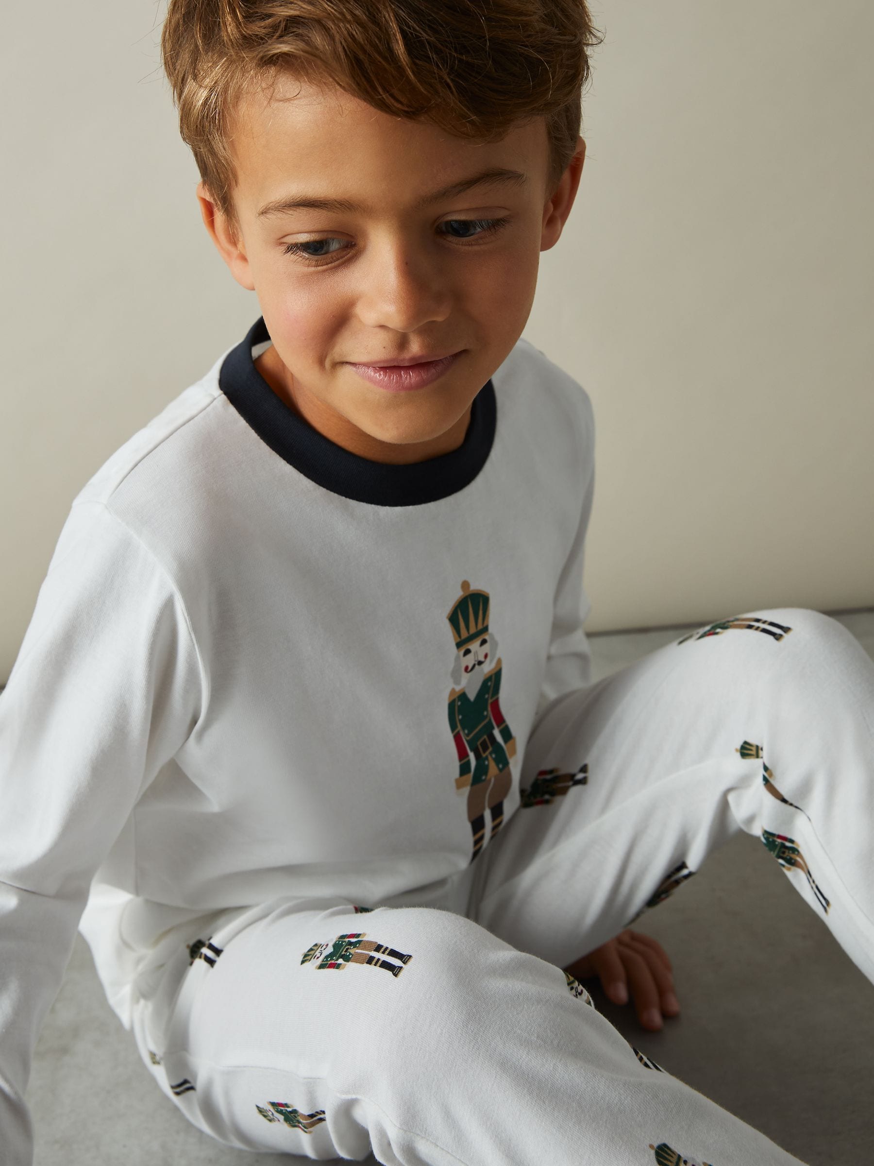 Reiss Hornton Set Brushed-Cotton Nutcracker-Print Pyjama Set