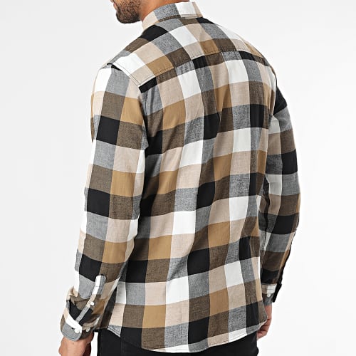Chemise Manches Longues Buffalo Twill Beige Marron