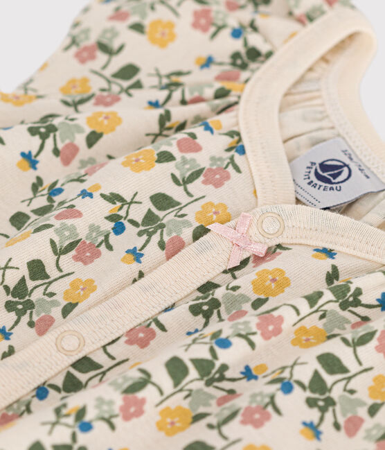 Combinaison courte fleurs en coton bébé