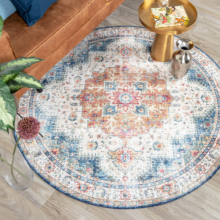 Rond Vintage vloerkleed - Azara Lichtblauw