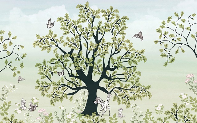 Komar Fototapete »Digitaldruck Vlies -  Bambi Forest Friends - Grösse 400 x 250 cm« bedruckt glatt Kinderzimmer