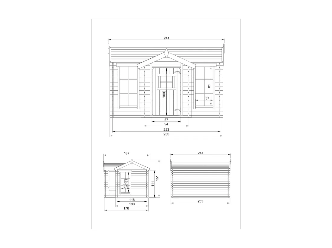Maison en bois pour enfants SANS PLANCHER- 112x146xH152cm/1.1m2 - Timbela M550-1