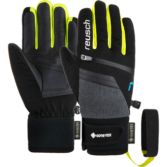 Reusch Travis Gore-Tex Junior Fingerhandschuhe Black / Black Melange / Saftey Yellow Kinder