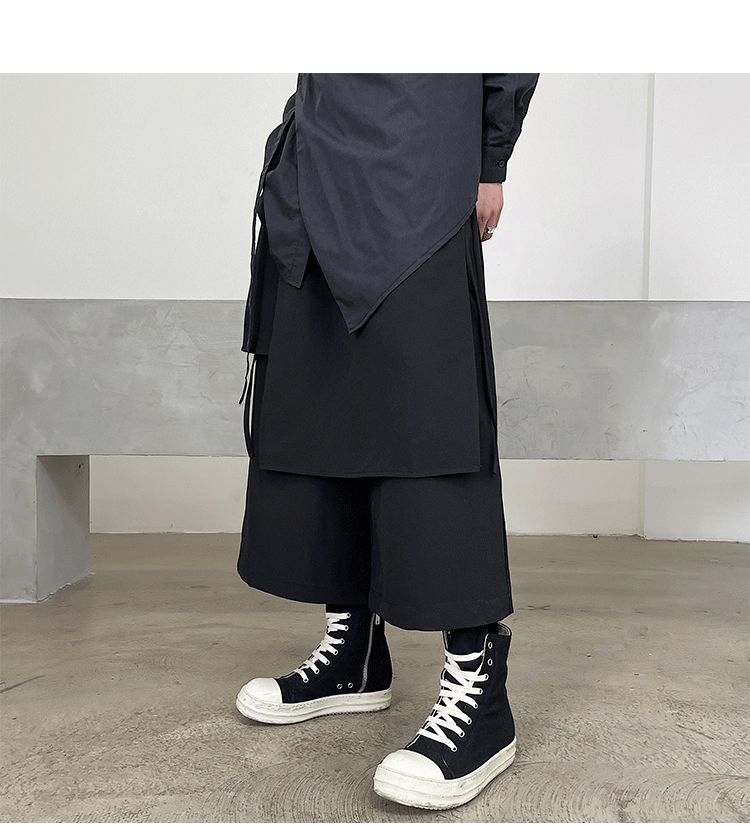 ravewider - Cropped onregelmatige wijde broek