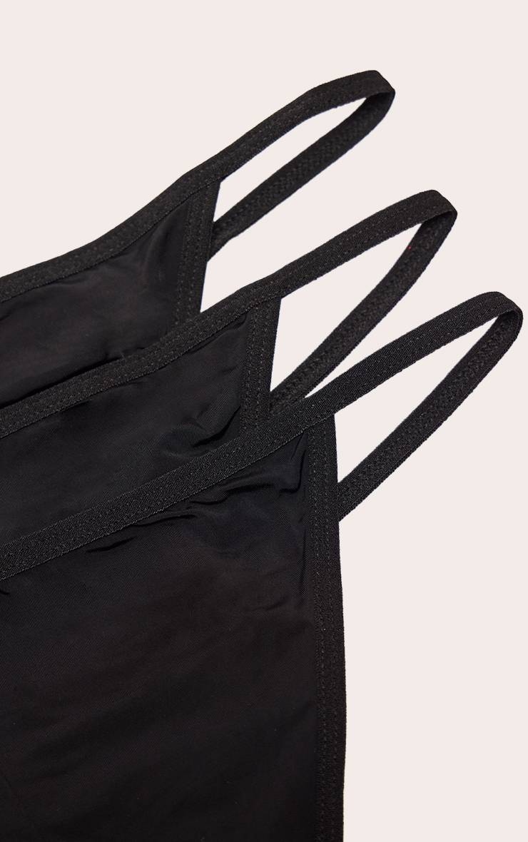 Noir Lot De 3 Tangas En Microfibre