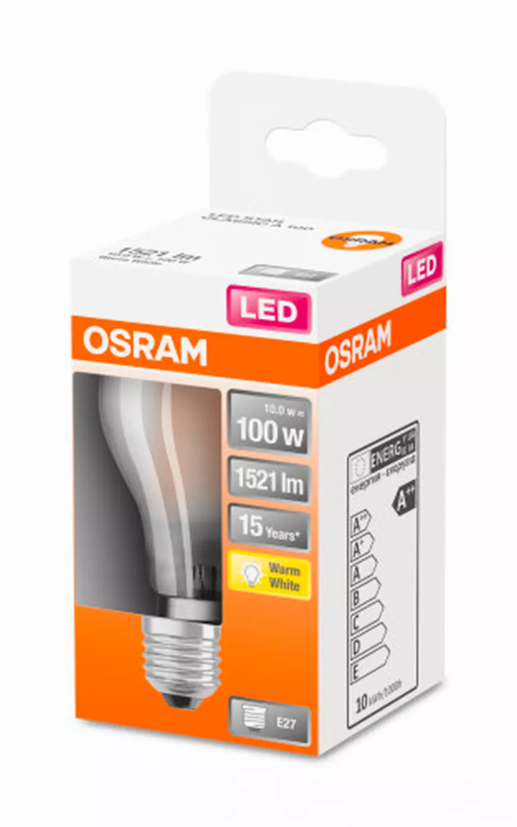 LED Birne, matt E27/10 Watt/Energie D