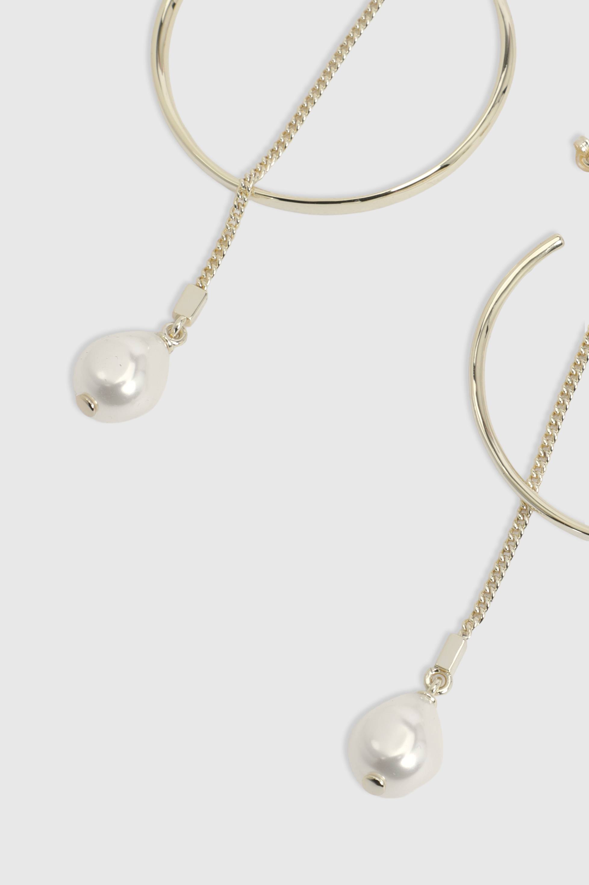 KarenMillen Boucles d'Oreilles Créoles Modernes à Perles