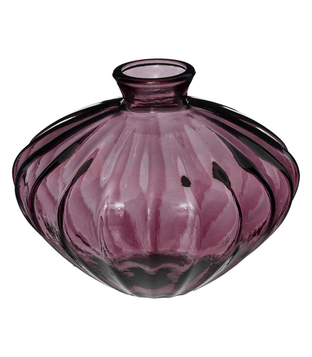 Vase en verre recyclé rose d 19 x h 14 cm