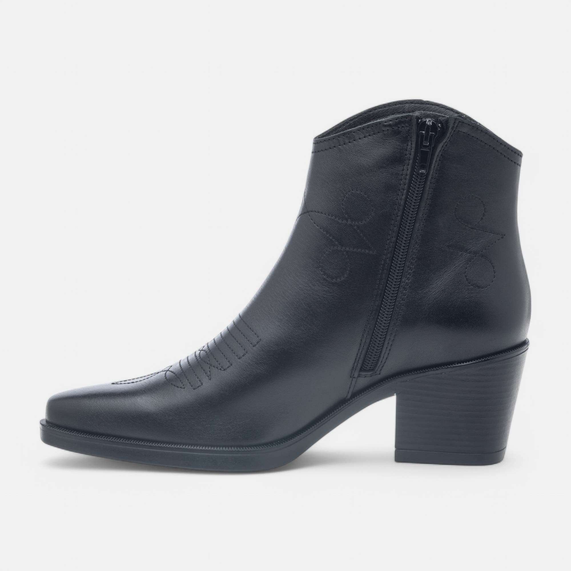 Santiags à talon Femme en cuir noir