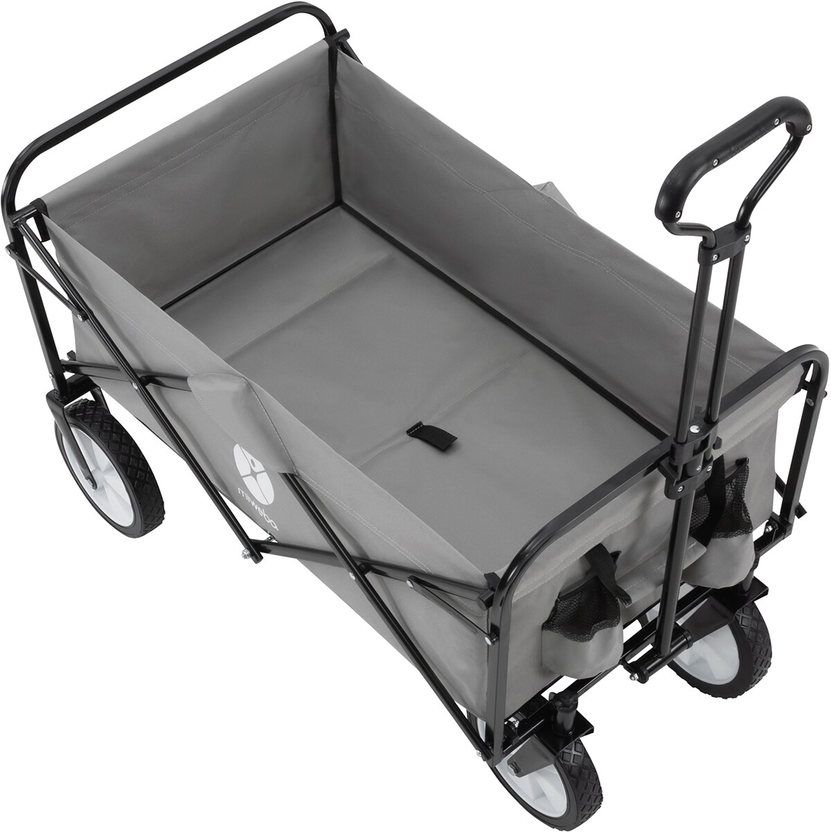 Miweba Bollerwagen MB-35, faltbar, bis 120 kg, Teleskop-Lenkstange, 360°-Räder, Tasche, Stahlrahmen (Grau)