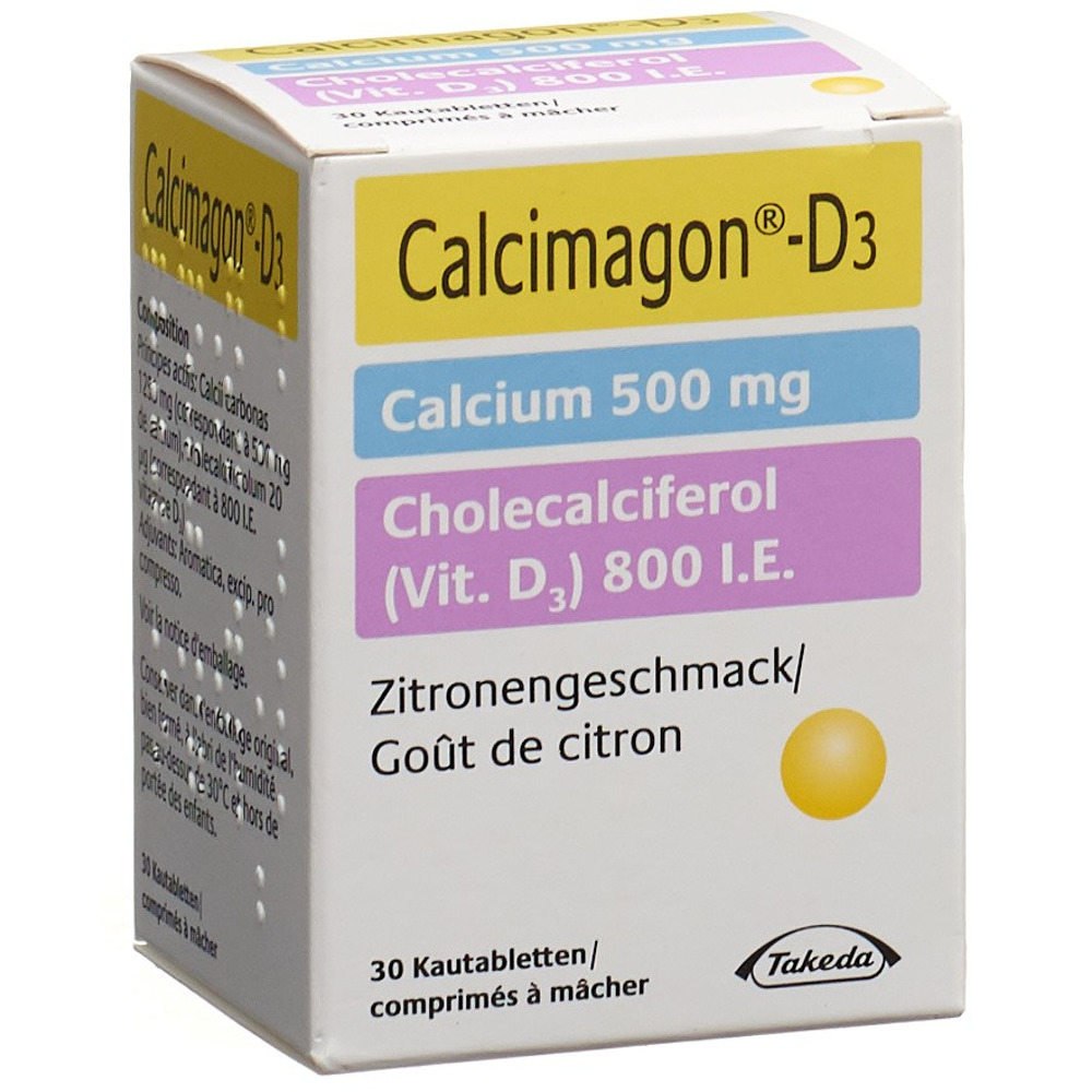 CALCIMAGON D3 Kautabl 500/800 Zitrone Ds 30 Stk