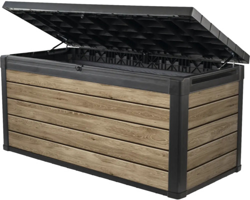 Opbergbox, kussenbox Keter Signature Ashwood 570 L houtlook antraciet/bruin