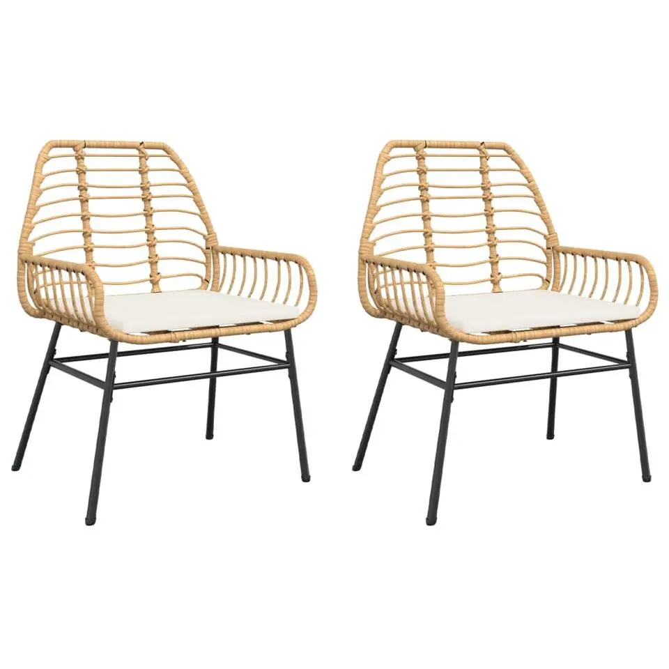vidaXL - Tuinstoelen - Kussens - Bruin - Poly rattan - 2 stuks