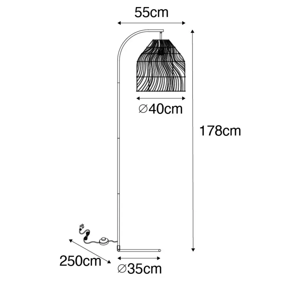 Qazqa vloerlampen sam zwart e27