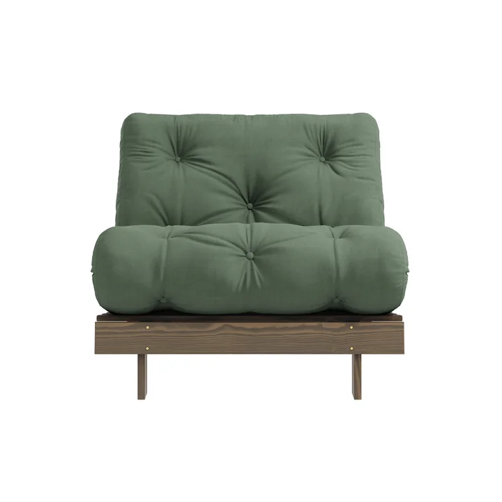 Karup Design - Roots Schlafsessel 90 cm, Kiefer carobbraun / olivgrün (756)