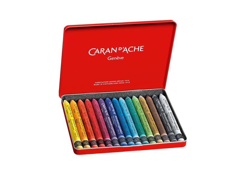 Caran d'Ache Wachsmalstifte Neocolor 2 wasservermalbar, 15 Kreativ-Set mit Wachspastellen