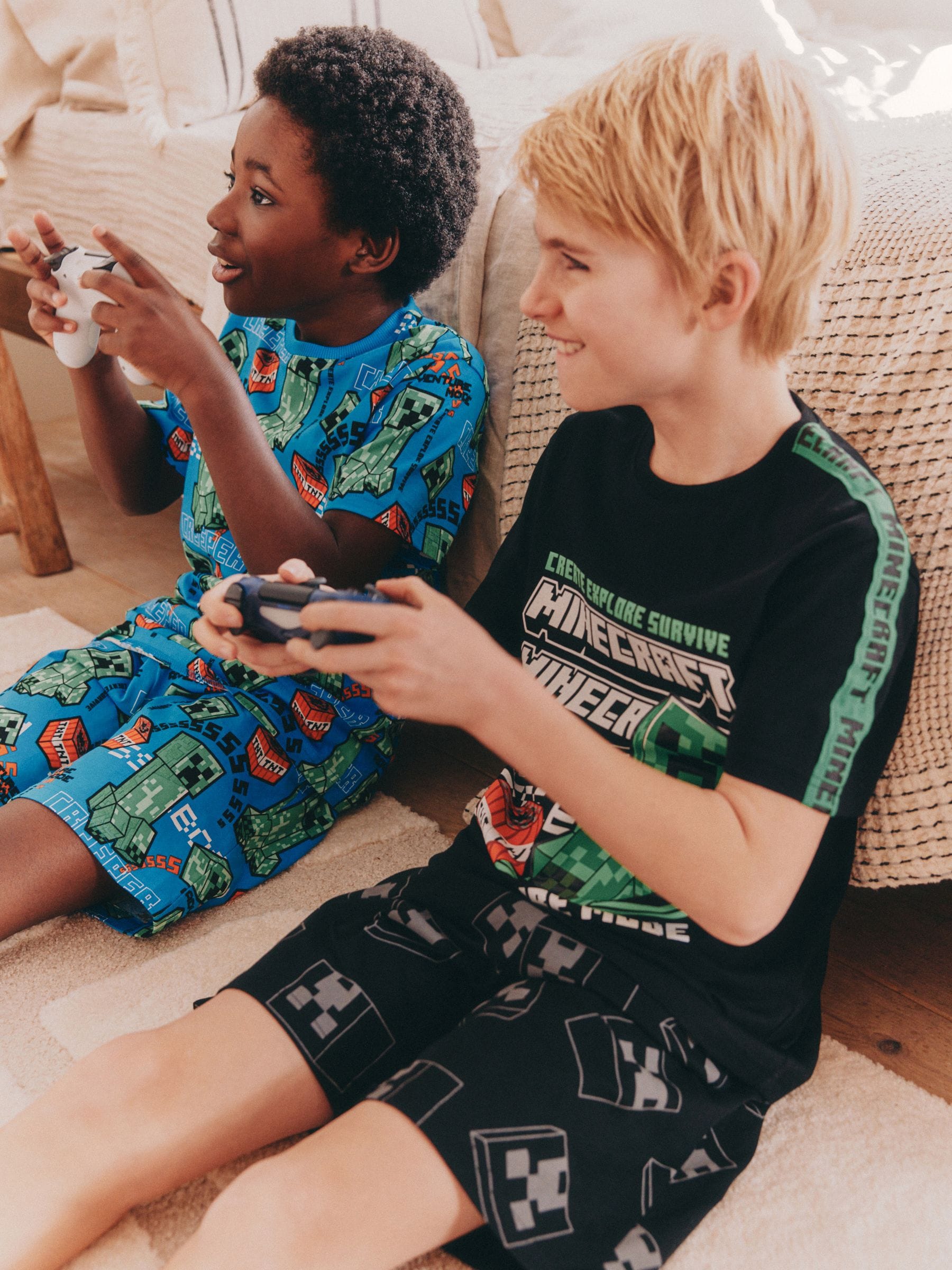 Groen/zwart - Gelicentieerde Minecraft korte pyjama's verpakking van 2 (5-14jr)