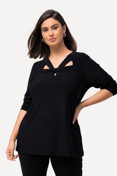 Shirt, Cut-Out, Classic, V-Ausschnitt, Langarm