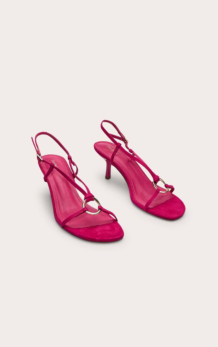 Rose Vif Sandales À Talons En Synthétique Avec Anneau Métallique