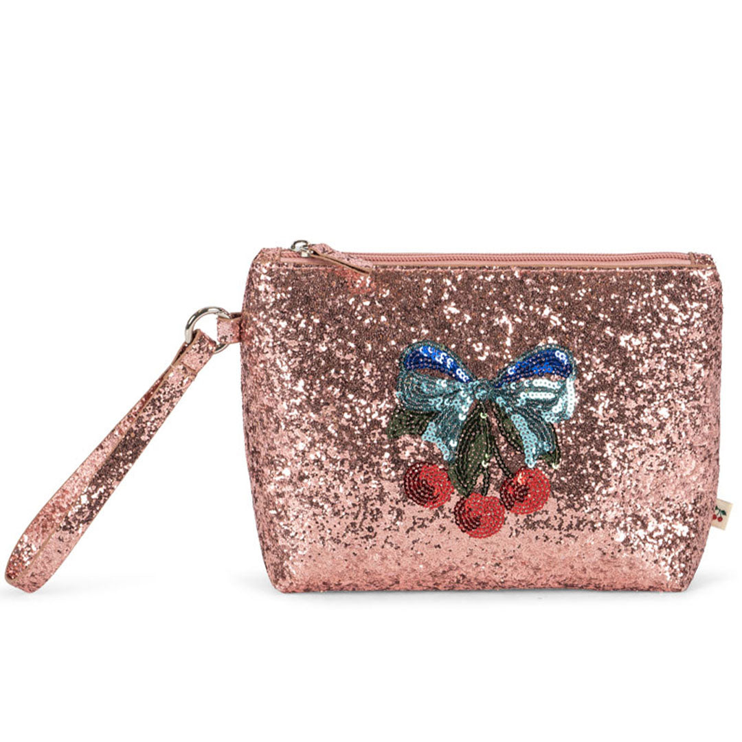 konges sløjd toilettas met borstel en spiegel - glitter rose