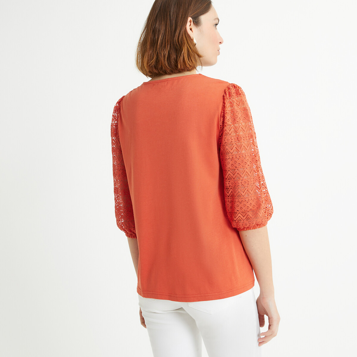 ANNE WEYBURN<br>Camiseta com decote em V e mangas 3/4