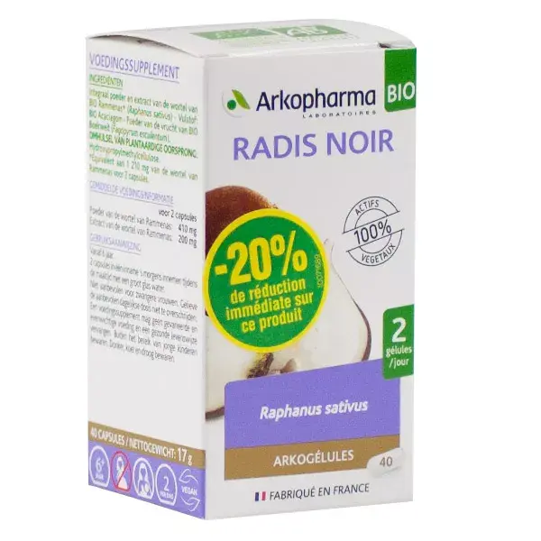 Arkopharma Arkogélules Radis Noir Bio 40 gélules