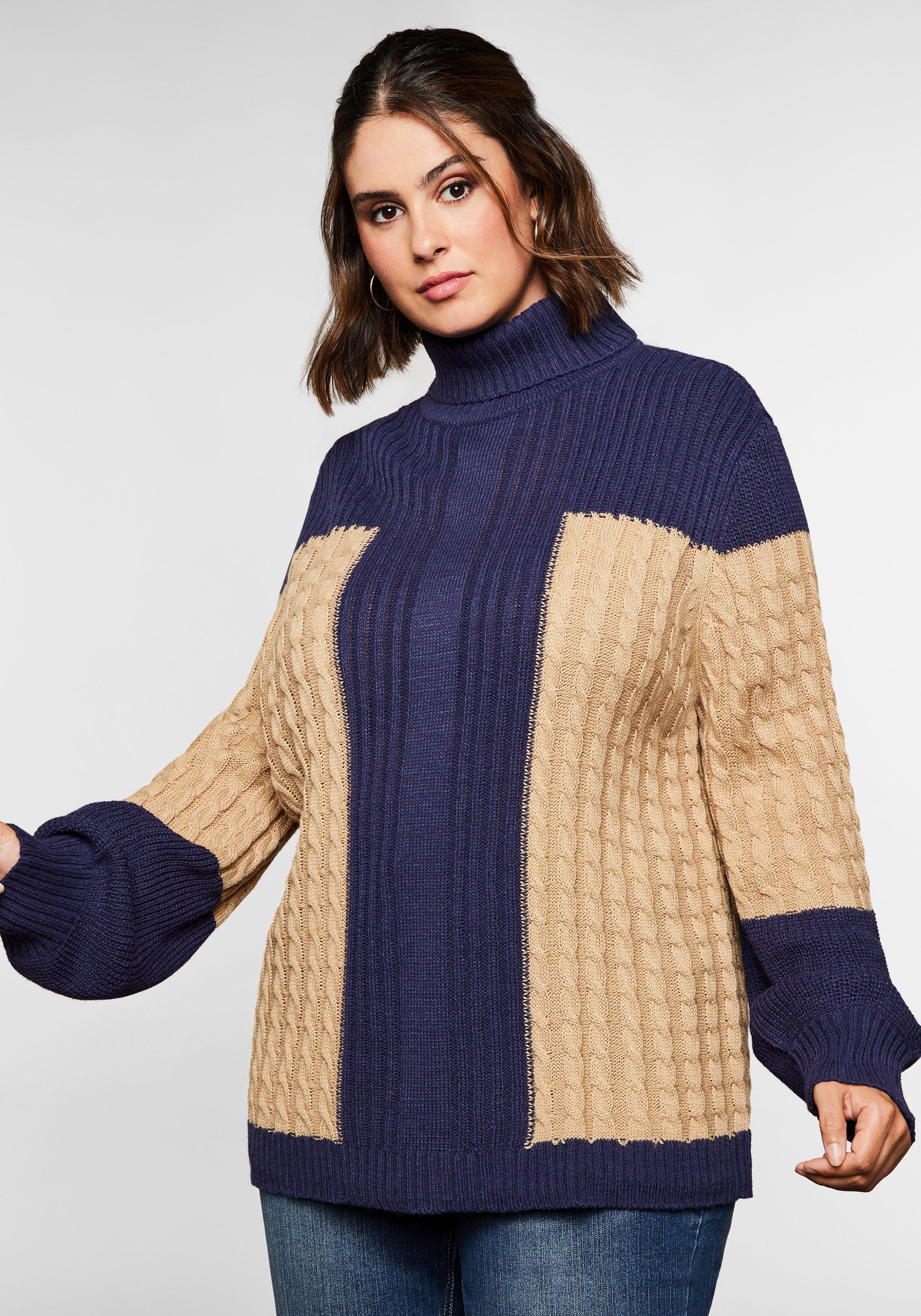 Pullover mit Rollkragen, im Strukturmix