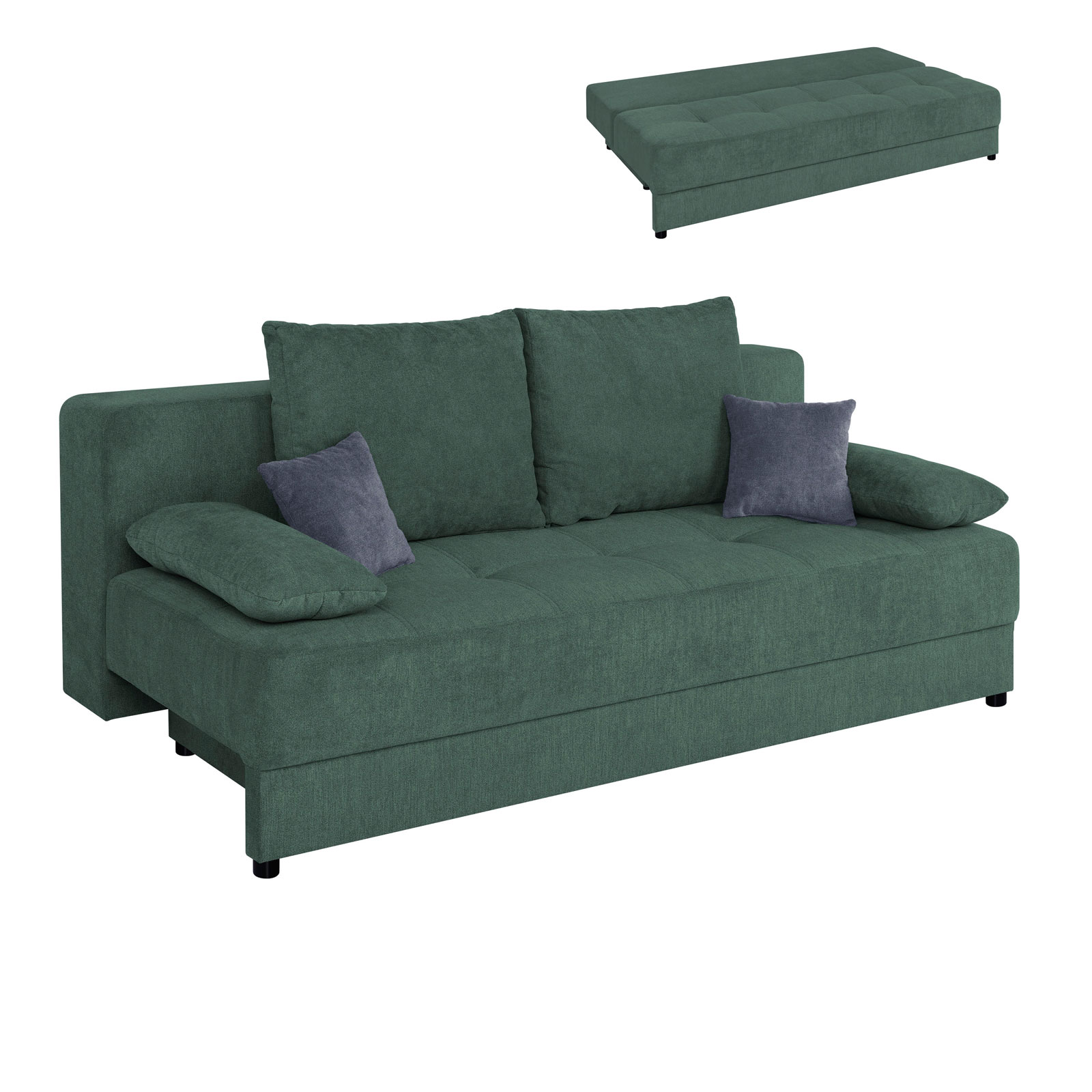 Schlafsofa - petrol - Boxspring - mit Staukasten